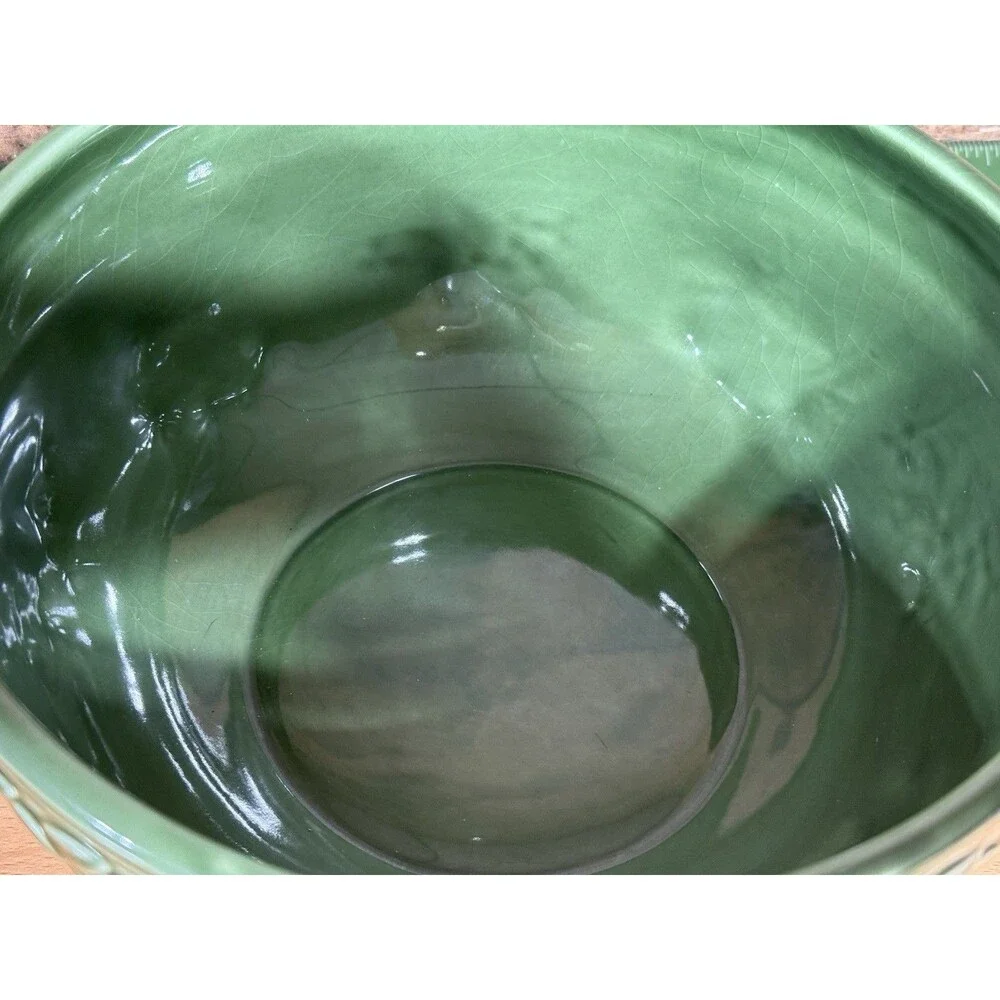 🔥Tender Heart Treasures 8.5” Forest Green Round Pottery Baking/Serving Bowl